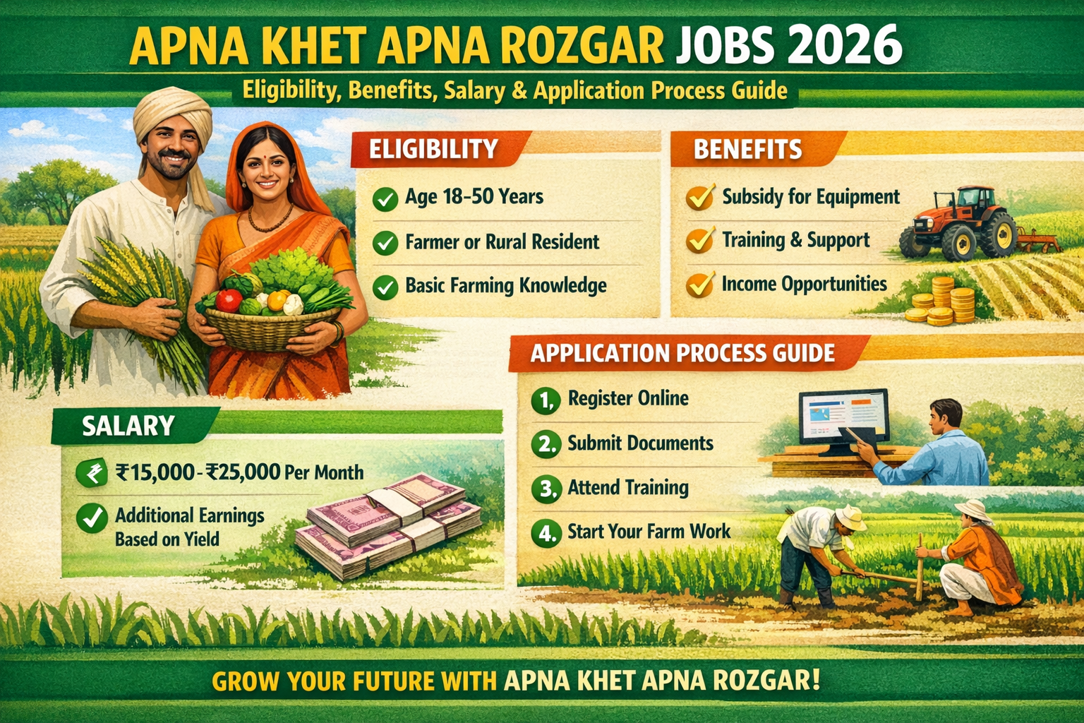Apna Khet Apna Rozgar Jobs 2026 – Eligibility, Benefits, Salary & Application Process Guide