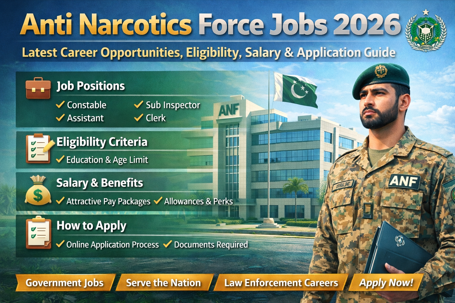 Anti Narcotics Force Jobs 2026 – Latest Career Opportunities, Eligibility, Salary & Application Guide